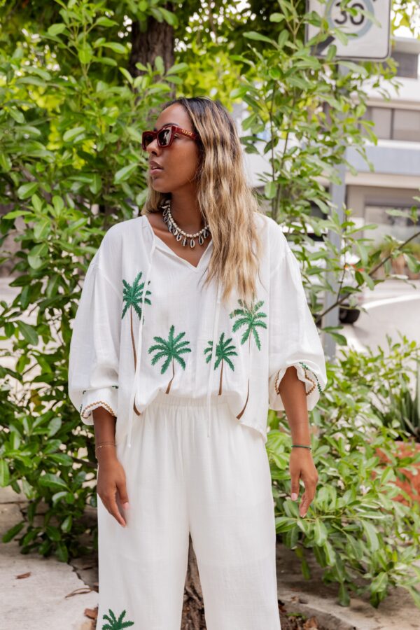 Blouse palmiers (blanche) – Image 2