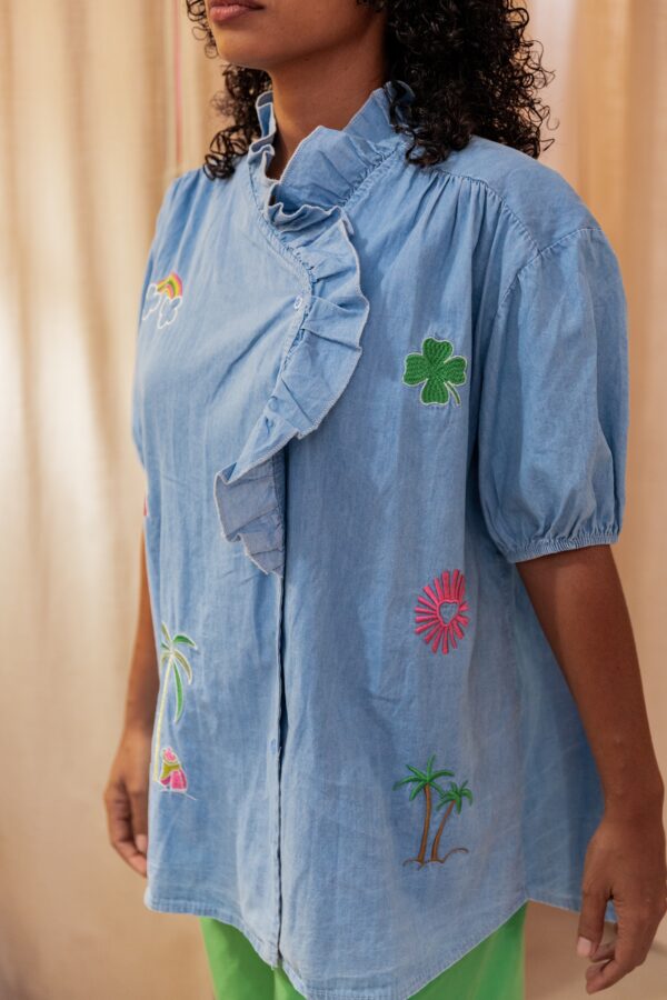 Blouse denim brodée – Image 3