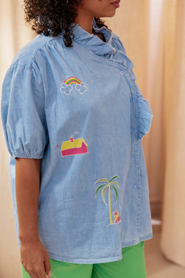 Blouse denim brodée – Image 4