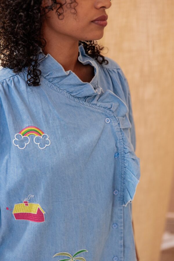Blouse denim brodée – Image 5