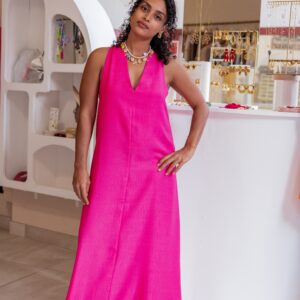 Robe décolleté fuschia