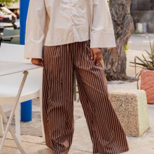 Pantalon marron rayé