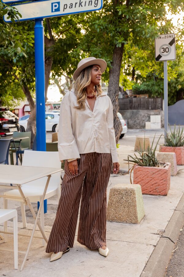 Pantalon marron rayé – Image 2