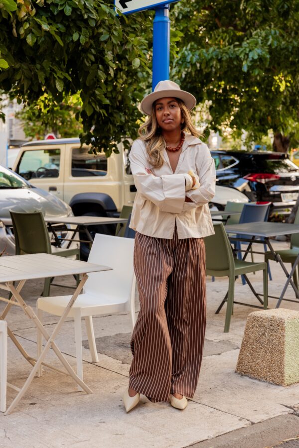Pantalon marron rayé – Image 3