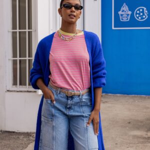 Gilet long bleu roi