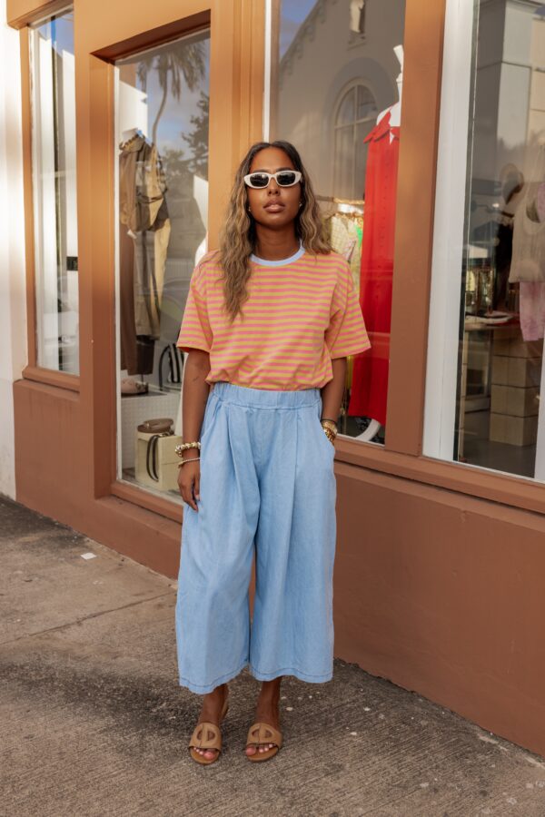 Tshirt rayé rose/jaune – Image 3